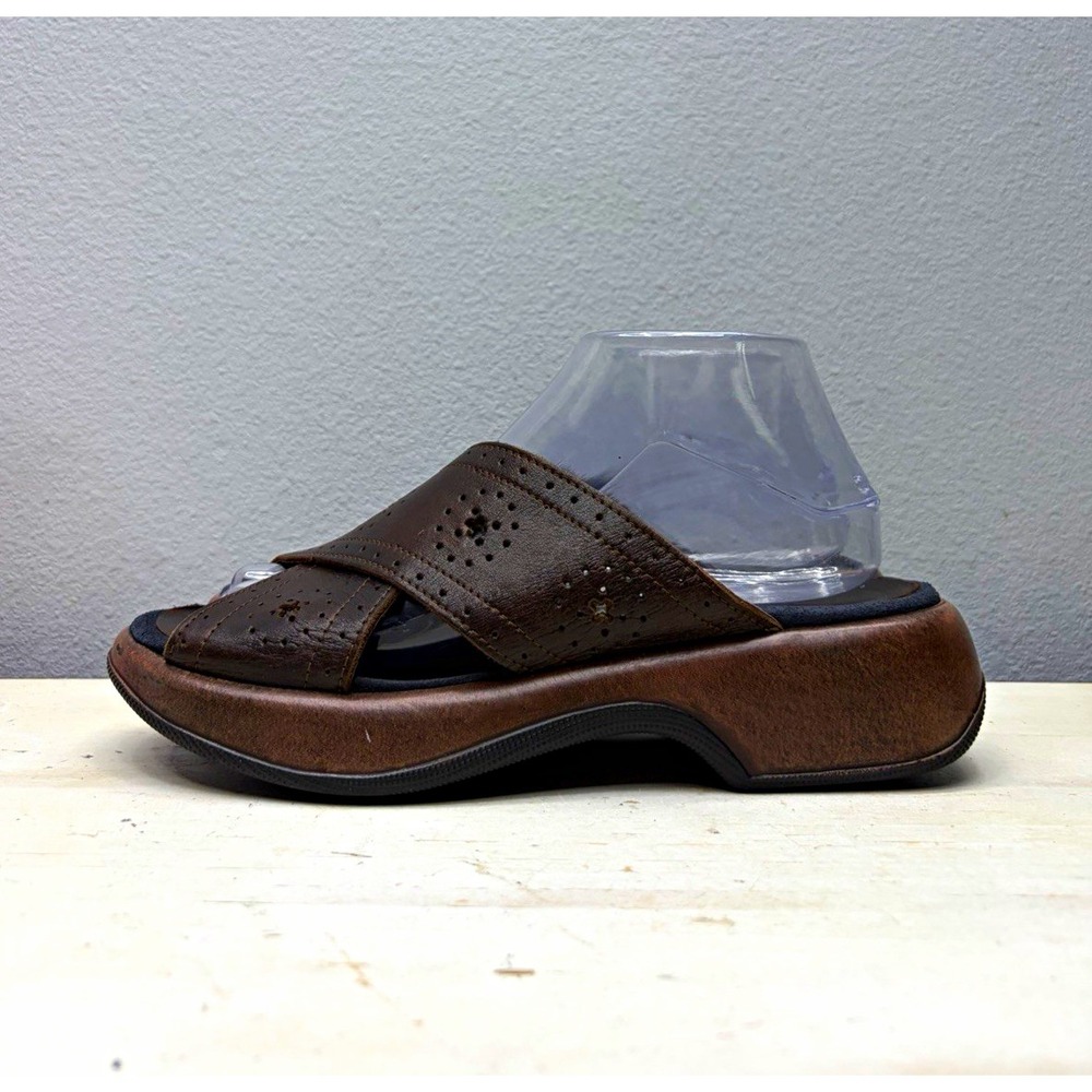 Dansko Brown Leather Wedge Slide Sandals Size 40